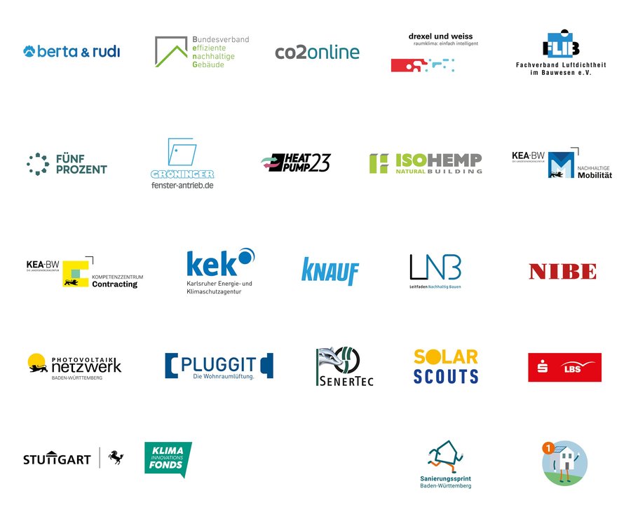 Darstellung der Logos aller Unternehmen und Organisationen, die beim Herbstforum Altbau 2025 Teil der Fachausstellung sind.